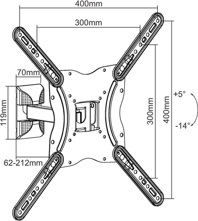 Mbajtëse muri për TV dhe monitor Equip 650406, 23"-55", deri 30 kg, e zezë