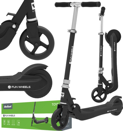 Trotinet elektrik Rebel Fun Wheels, për fëmijë, i palosshëm, i zi