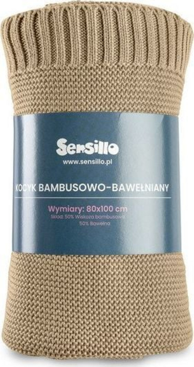 Batanije për bebe Sensillo Bamboo Cotton, 80x100cm, bezhë