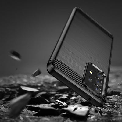 Mbulesë telefoni Hurtel Carbon Case për Samsung Galaxy A53 5G, nga TPU i butë, ngjyrë e zezë