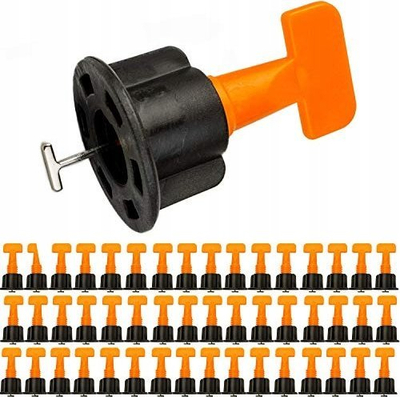 Set niveli për pllaka Tile Leveling System, 50 klipsa, 1 çelës, i kuq