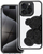 Kapak telefoni TEDDY BEAR për iPhone 16e SE 4 2025, PU TPU, i zi