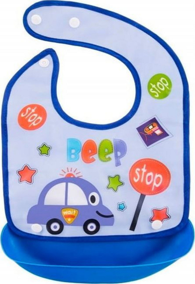 Përparëse fëmijësh Qbib Bib With Pocket Car, material EVA, xhep i poshtëm, shumëngjyrëshe