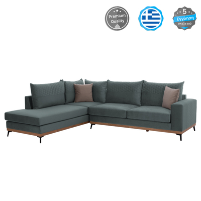 Divan këndor Mesina Left Corner, 290x240cm, pëlhurë antinjollë, mint