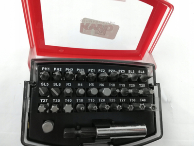 Set bitash Kwb 118490, 32 copë, çelik krom vanadium, kuti plastike e kuqe