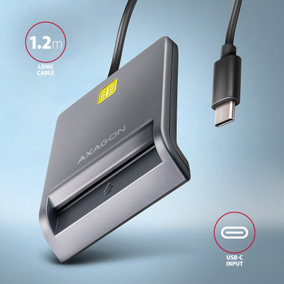 Lexues karte AXAGON CRE-SM3TC, USB-C, kabllo 1.2 m, i zi