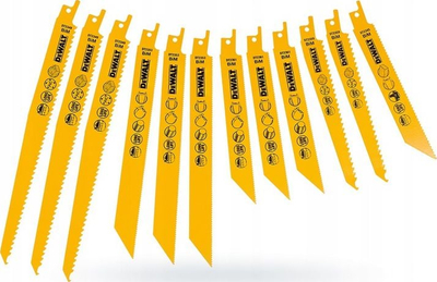 Set tehësh sharrë reciproke Dewalt DT2445-QZ, 12 copë, për dru edhe metal