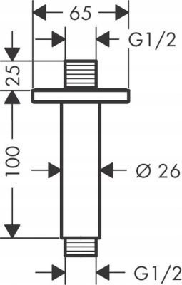 Pjesë lidhëse tavani për dush Hansgrohe Vernis Shape DN15 100mm, montim sipërfaqe, e zezë mat