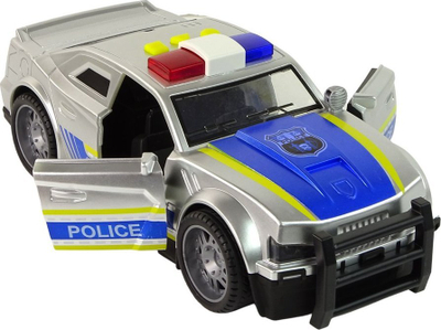 Makina e policisë lodër Leantoys, shkallë 1:14, me drita e zëra, ngjyrë argjendtë