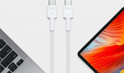 Kабел за полнење GC PowerStream USB C во USB C, 1.2m, 60W Power Delivery, бел најлон