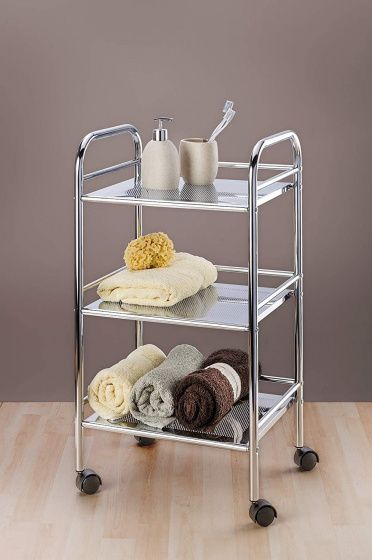 Karrocë banjoje Wenko Bath Organization Chrome, 3 rafte, 75 cm, krom