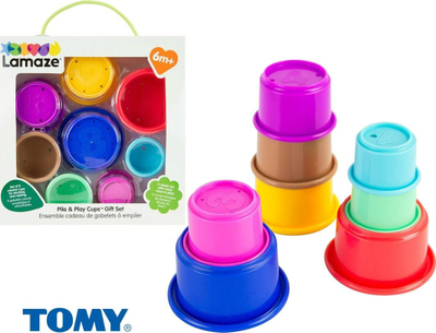 Lodër grumbulluese Tommee Tippee Pile and Play Cups, set me 8 kupa, shumëngjyrëshe