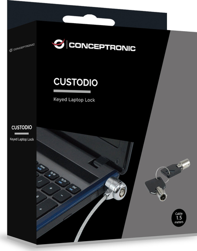 Kabllo sigurie për laptop Conceptronic CNBSLOCK15, 1.5 m, ngjyrë argjendi