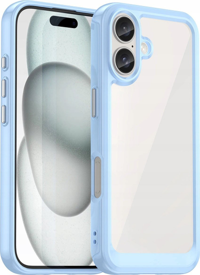 Maskë telefoni Outer Space për iPhone 16, kornizë e verdhë, blu