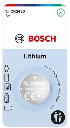Bateri monedhë Bosch CR2430, litium 3V, 1 copë, ngjyrë argjendtë