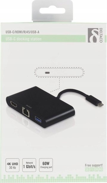 Stacion dokimi DELTACO USB C, HDMI RJ45 USB A, i zi