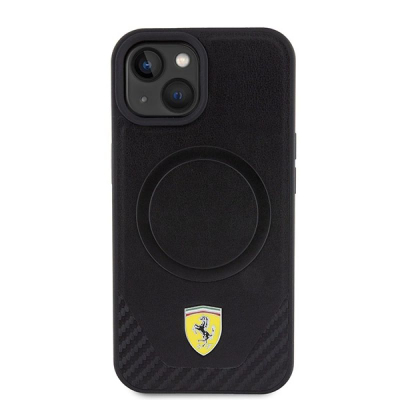 Kllapë telefoni Ferrari FEHMP15SPTEK për iPhone 15 6.1", MagSafe, karboni, e zezë
