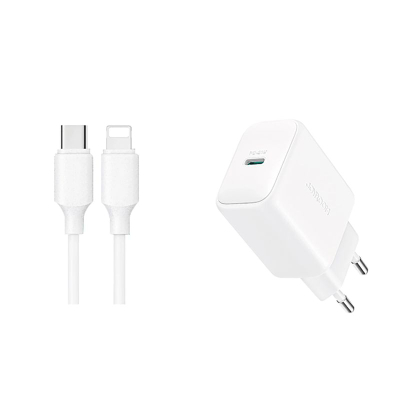 Karikues muri Joyroom JR-TCF20, USB-C PD 20W, me kabllo USB-C në Lightning 1m, i bardhë