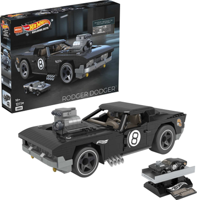 Set ndërtimi Hot Wheels Mega Rodger Dodger, 1011 copa, me makinë die cast, e zezë