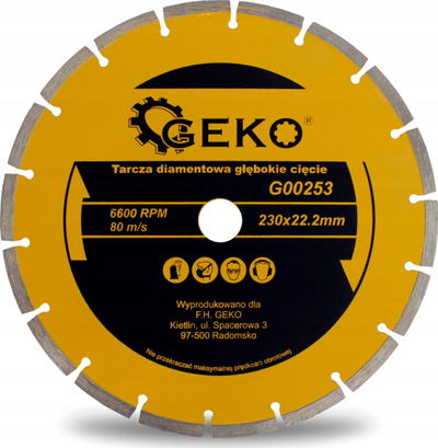 Disk prerës me diamant GEKO, i segmentuar, 230x22.2mm