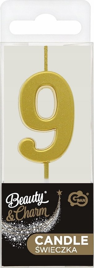 Qiri dekor Godan numri 9, 9.5x2.3 cm, metalik, ngjyrë ari