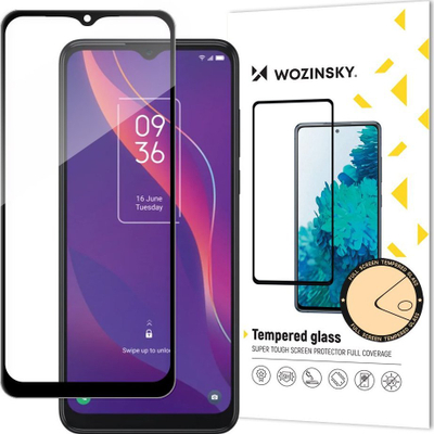 Stakll xhami Wozinsky Super Durable Full Glue për TCL 306, pa u përplas me maskën, ngjyrë e zezë