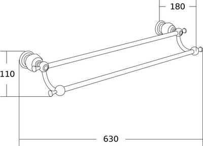 Shufër dyshe peshqirësh Mexen Estela, 63 cm, metal krom, ngjyrë argjendi