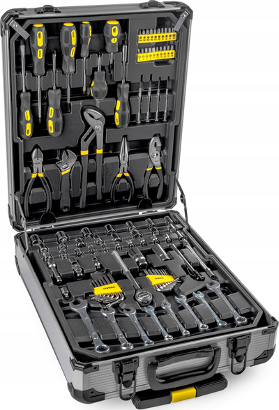 Set veglash WMC Tools, 186 pjesë, valixhe alumini me rrota, e zezë