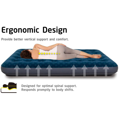 Dyshek ajri Jilong Flocked Mattress 24501, 191x73x22 cm, për një person, blu gri