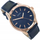 Orë dore Guess Dex GW0846G2, për meshkuj, rrip lëkure, blu e errët