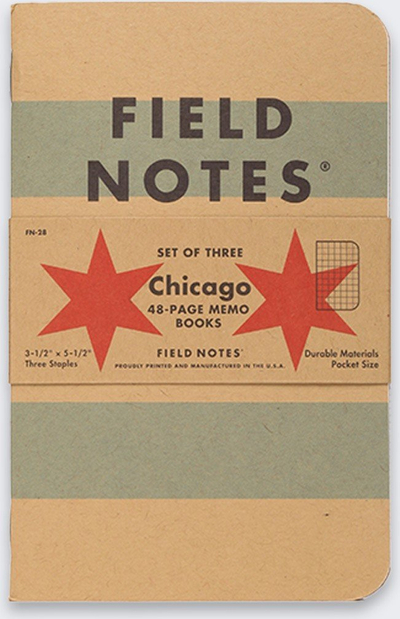 Bllok shënimesh Field Notes Chicago, 3.5" x 5.5", fletë me rrjetë, set 3 copë