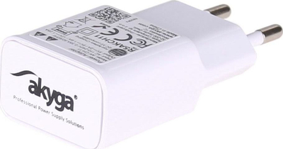 Полнач за мрежа Akyga AK-CH-11, 1x USB A 2.4A, Quick Charge 3.0, бел