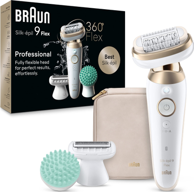 Epilator Braun Silk-épil 9 Flex SES9-071, me kokë 360°, pa kabllo, i bardhë