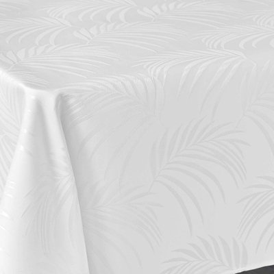 Mbulesë tavoline Douceur d’Intérieur White Jacquard Plumette, 140x240 cm, poliestër, e bardhë