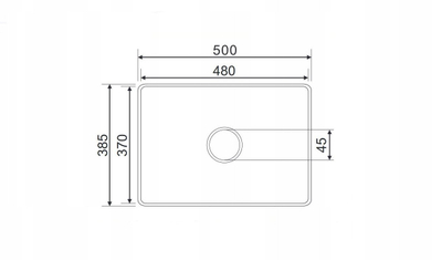 Lavabo mbi banak Corona CORONA500BP, 50 x 39 cm, me shkëlqim, e bardhë