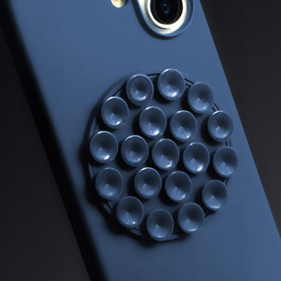 Mbrojtëse telefoni Etteri Silicone Stick për iPhone 17 Pro Max 6.9", silikon, me kupa thithëse, blu