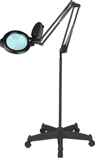 Lupë me dritë LED Moonlight 8012, 5", stativ me rrota, e zezë