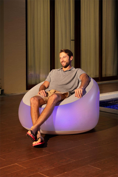 Karrige fryrëse Bestway Inflatable Illuminated Armchair, 102 x 97 x 71 cm, me drita, gri