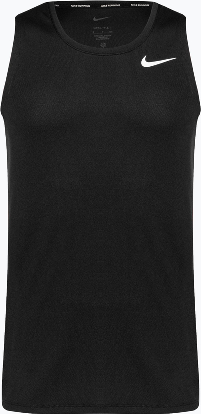 Maicë vrapi Nike Miler Dri FIT për burra, material Dri FIT, gjona reflektuese, e zezë
