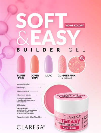 Руменило гел Claresa Builder Gel Blush Pink, 12g, розова
