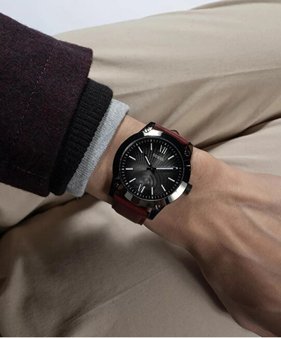 Orë dore për meshkuj Guess Crescent GW0628G4, e kuqe