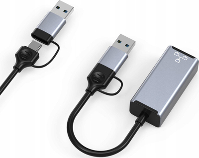Adaptor rrjeti BOUNN USB A Type C në RJ45, 1000Mbps, gri