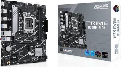 Pllakë amë ASUS PRIME B760M-R D4, Intel B760, Socket 1700, 2 slota, Micro ATX