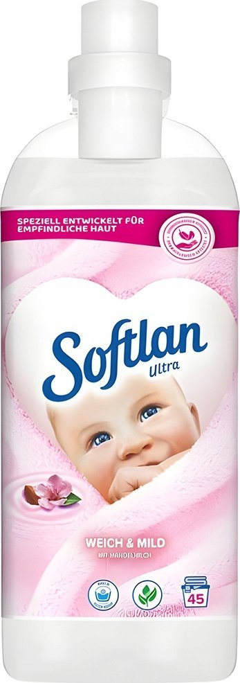 Zbutës rrobash Softlan Ultra Soft & Mild, lëkurë e ndjeshme, 45 larje