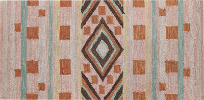 Tapet leshi hand tufted, 80 x 150 cm, me kuba gjeometrike, shumëngjyrësh