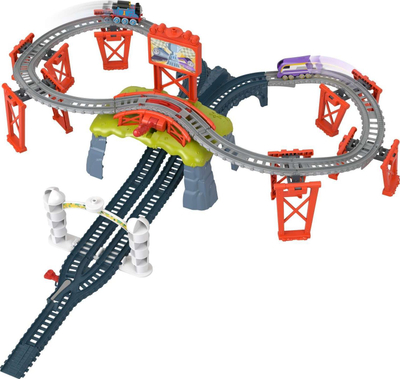 Set lojërash Mattel Thomas & Friends Race for the Sodor Cup HFW03, pista garash, me 2 trena metalikë, shumëngjyrësh