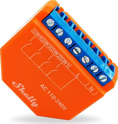 Modul smart Shelly Plus i4, 4 hyrje digjitale, Wi‑Fi dhe Bluetooth, portokalli