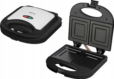 Toaster sanduiçesh ECG S 3172, 750W, me pllaka mos-ngjitëse, i zi me inox
