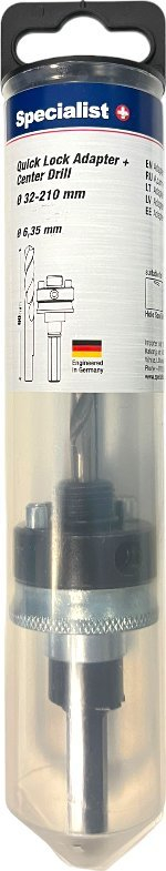 Mbajtëse për kurorë prerëse Specialist+ Quick Lock, 32-210 mm, bosht gjashtëkëndor, metalik