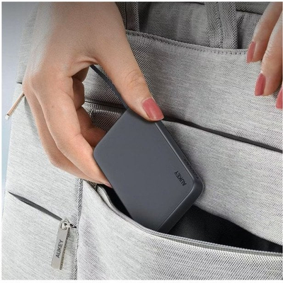 Надворешна батерија Aukey Spark Sling, 10000mAh, 22.5W, сива